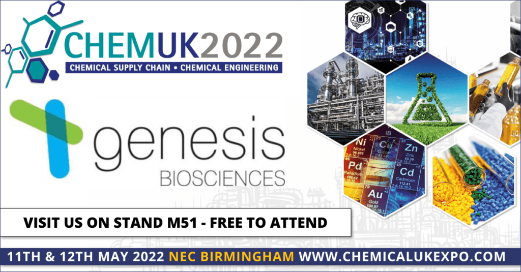 Genesis Bioscience exhibiting at CHEMUK expo in May 2022